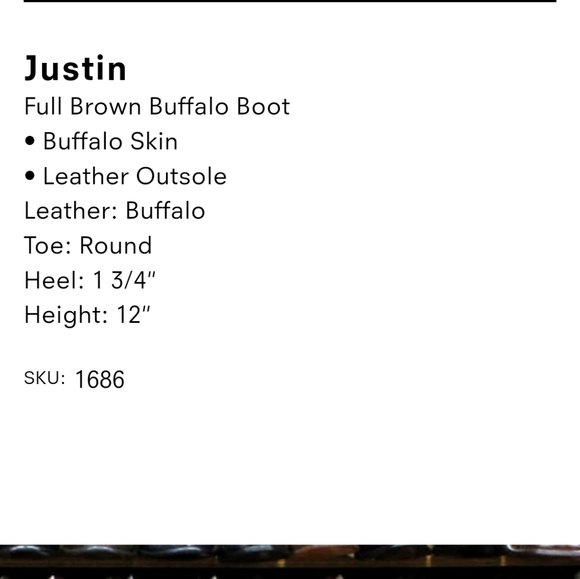 Justin Men's Full Brown Buffalo Skin  Cowboy,  Western Boot. SIZE 10 D - Picture 11 of 12